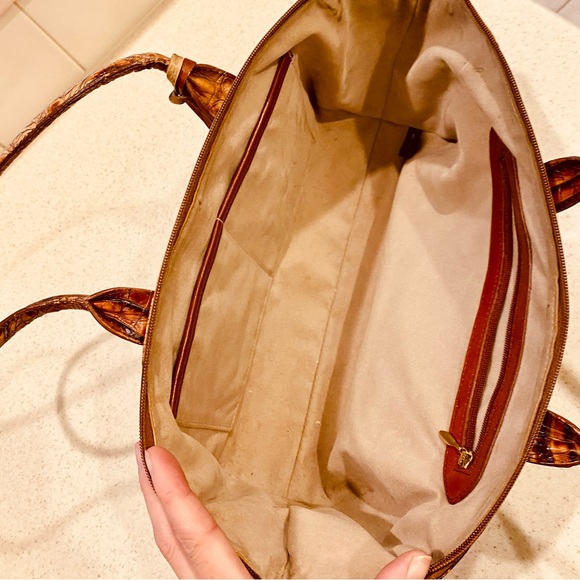 Brahmin Melbourne Baguette Croc Pecan brown Shoulder Handbag Bag - Picture 12 of 15
